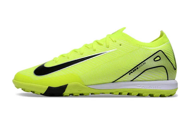 نايك أحذية كرة القدم Turf upper knit نيون أصفر وأسود Swoosh وحماية الكعب 7