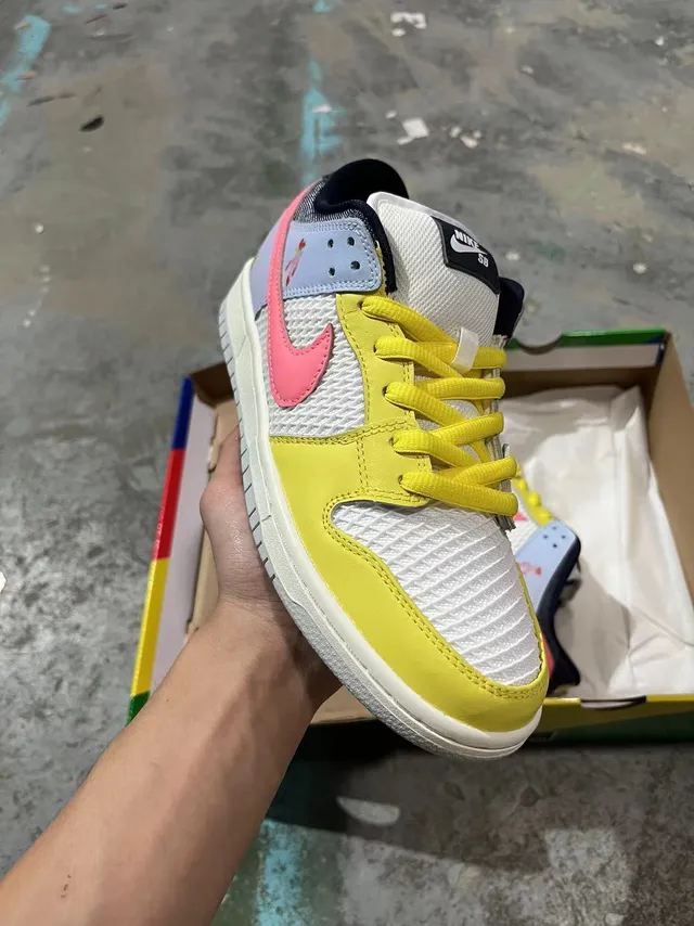 Nike أحذية تزلج أصفر وردي منخفضة الارتفاع شبكة مثقبة 2
