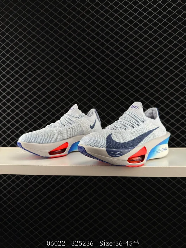 Nike ZoomX Cinza Azul Parte Superior Knit Ingenieril Calcanhar Visível Unidade de Ar Tênis de Corrida 3