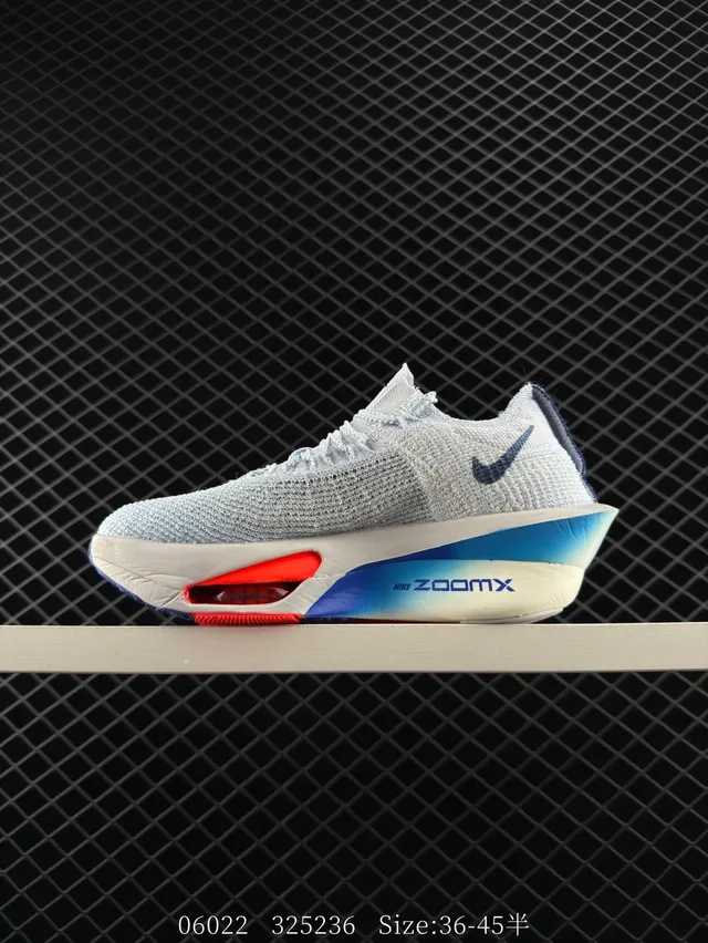 Nike ZoomX Cinza Azul Parte Superior Knit Ingenieril Calcanhar Visível Unidade de Ar Tênis de Corrida 6