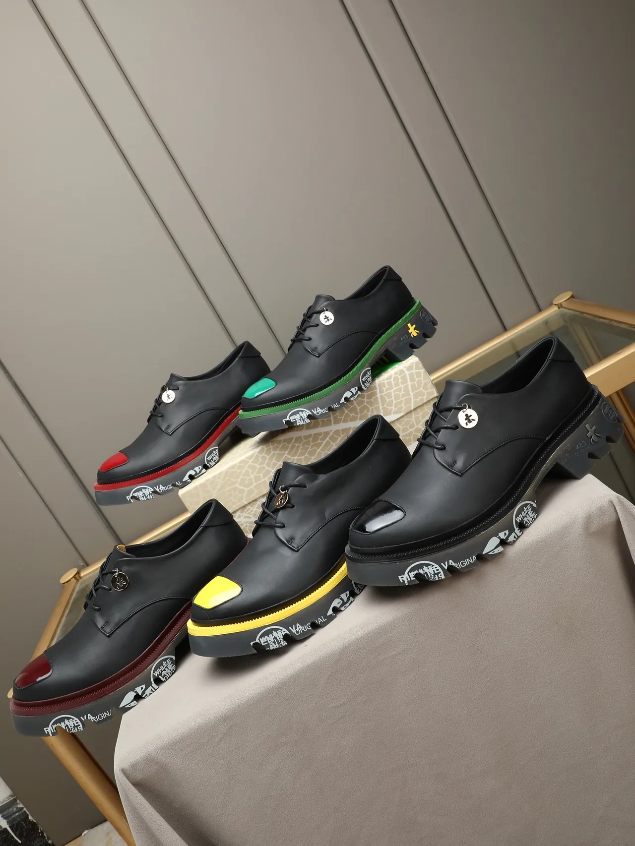 Off-White Air Force Black Green Deconstructed Chunky Sole Derby Shoes 2