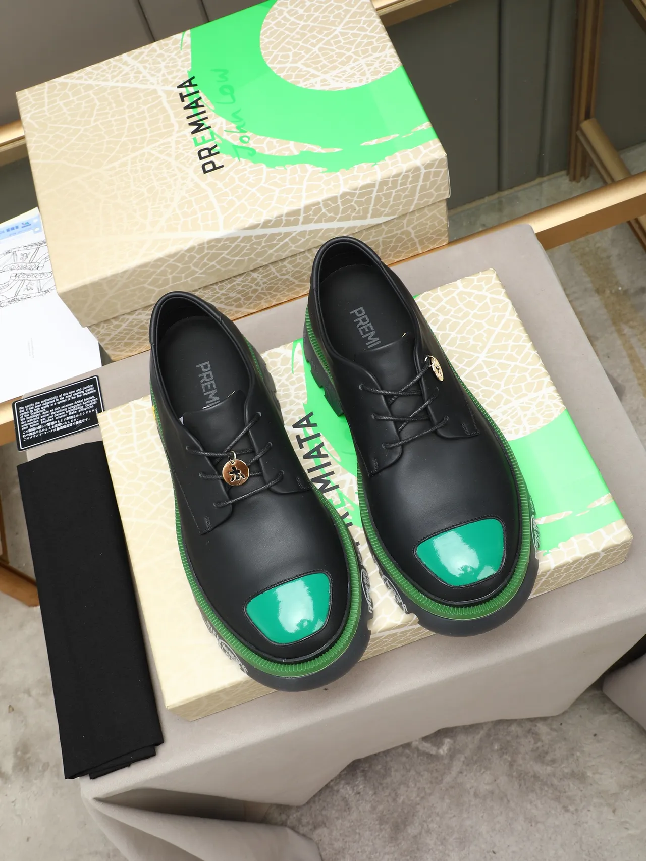 Off-White Air Force Black Green Deconstructed Chunky Sole Derby Shoes 3