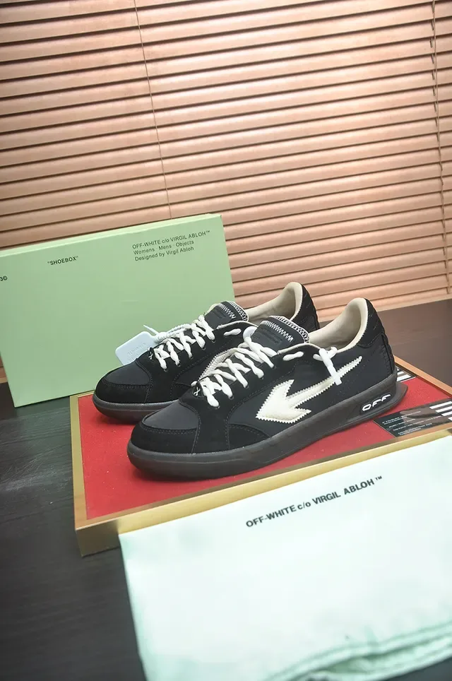 Off-White Arrow Logo أسود وبيضاء أحذية رياضية للأسلوب الحياة 4