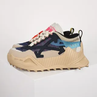 Off-White Beige Navy Diagonal Arrow Motif Industrial Zip-Tie Detail Chunky Sneakers