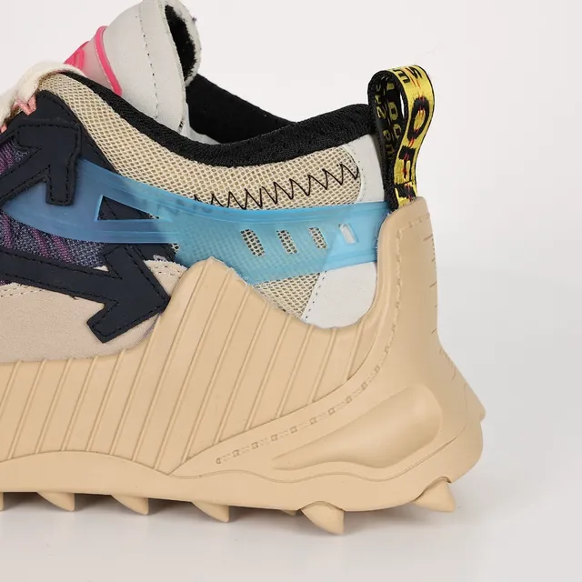 Off-White Beige Navy Diagonal Arrow Motif Industrial Zip-Tie Detail Chunky Sneakers 4