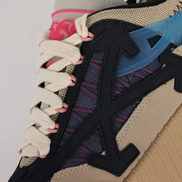 Off-White Beige Navy Diagonal Arrow Motif Industrial Zip-Tie Detail Chunky Sneakers 6