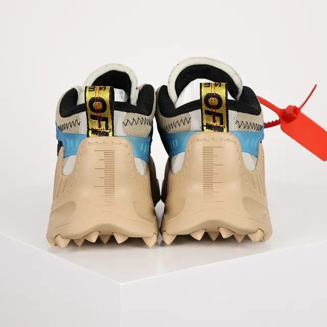 Off-White Beige Navy Diagonal Arrow Motif Industrial Zip-Tie Detail Chunky Sneakers 7
