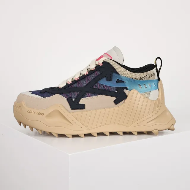 Off-White Beige Navy Diagonal Arrow Motif Industrial Zip-Tie Detail Chunky Sneakers 8