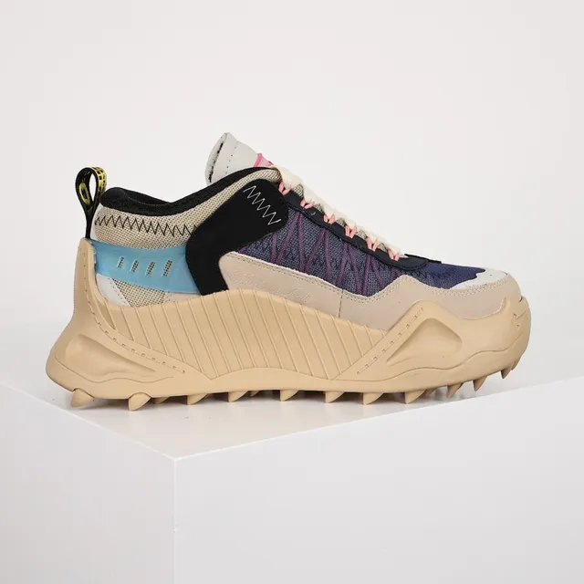 Off-White Beige Navy Diagonal Arrow Motif Industrial Zip-Tie Detail Chunky Sneakers 9