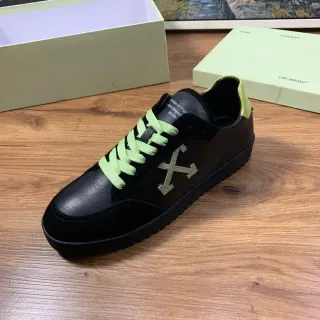 Off-White Black Green Suede And Leather Upper Neon Laces Lifestyle Sneakers