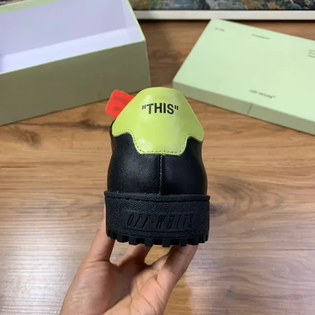 Off-White أسود أخضر سويد وجلد علوي أحزمة نيون أحذية لايف ستايل 3