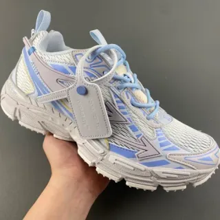 Off-White Blue Platform Sole Layered Synthetic Cage Chunky Sneakers