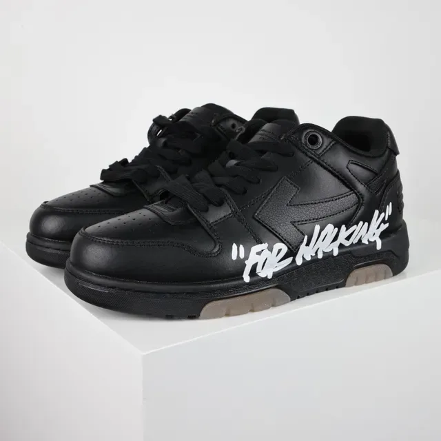 Off-White For Walking Black Leather Lifestyle Sneakers 2