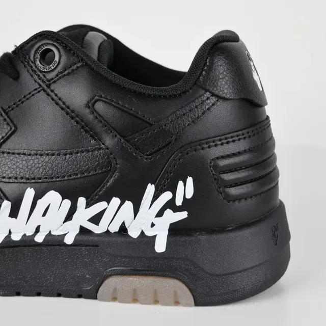Off-White For Walking Black Leather Lifestyle Sneakers 4