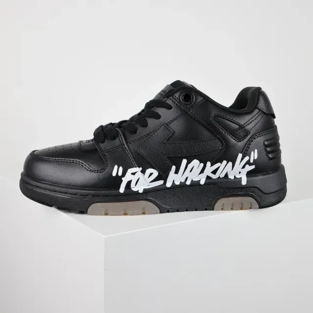 Off-White For Walking Black Leather Lifestyle Sneakers 9