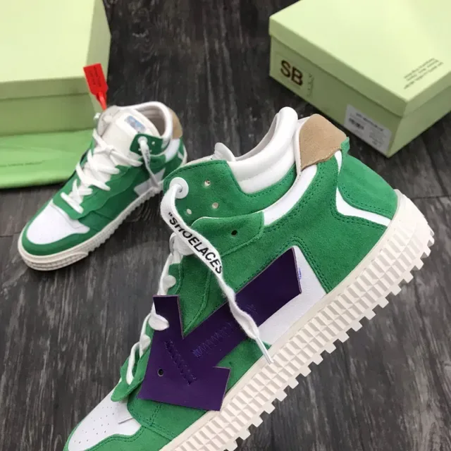 Off-White Green Purple Industrial Deconstruction Oversized Arrow Patch Lifestyle Sneakers 4