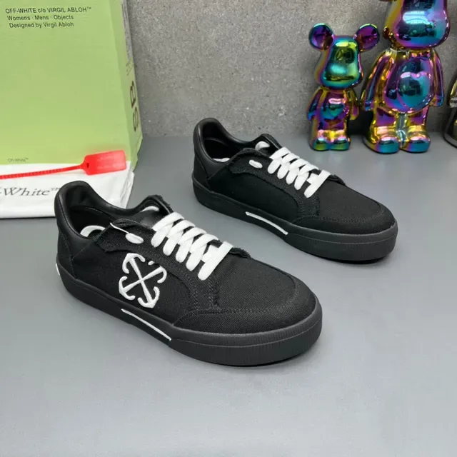 Off-White Industrial Black Canvas Upper Interlocking Cross Logo Sneakers Lifestyle 3