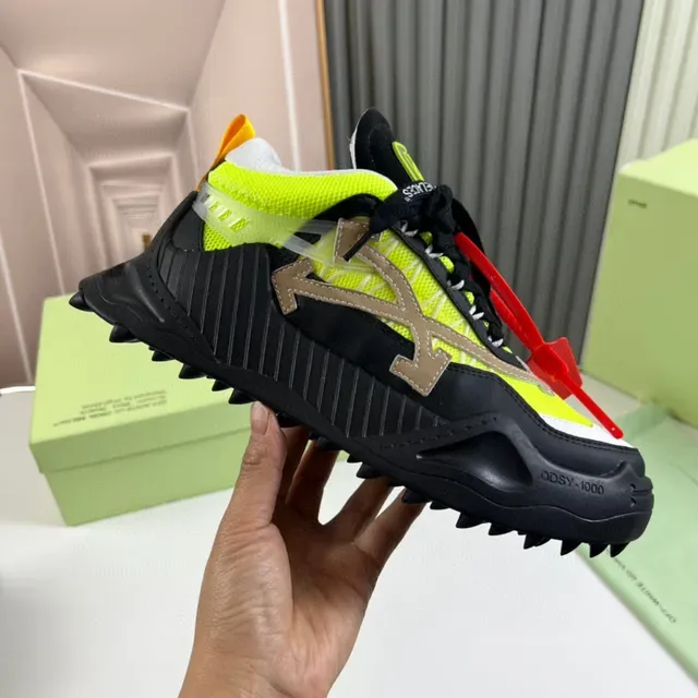 Off-White Industrial Runner Tênis Amarelo Neón Preto Chunky 4