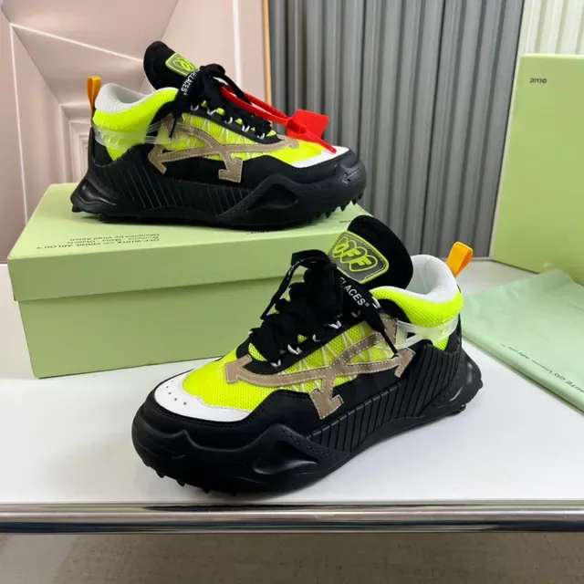 Off-White Industrial Runner Tênis Amarelo Neón Preto Chunky 8