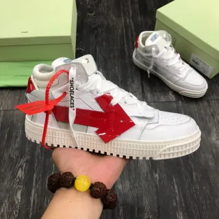 Off-White Red High-Top Industrial Design Lifestyle Sneakers