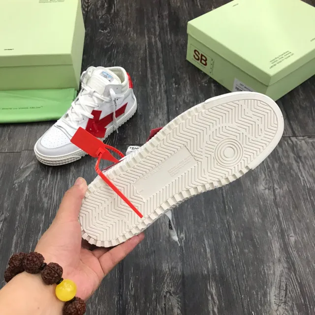 Off-White Red High-Top Industrial Design Lifestyle Sneakers 2
