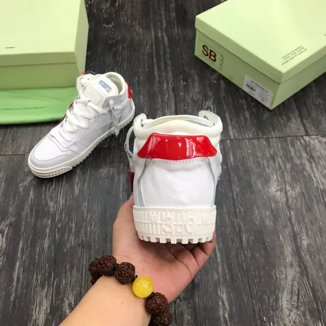 Off-White Red High-Top Industrial Design Lifestyle Sneakers 3