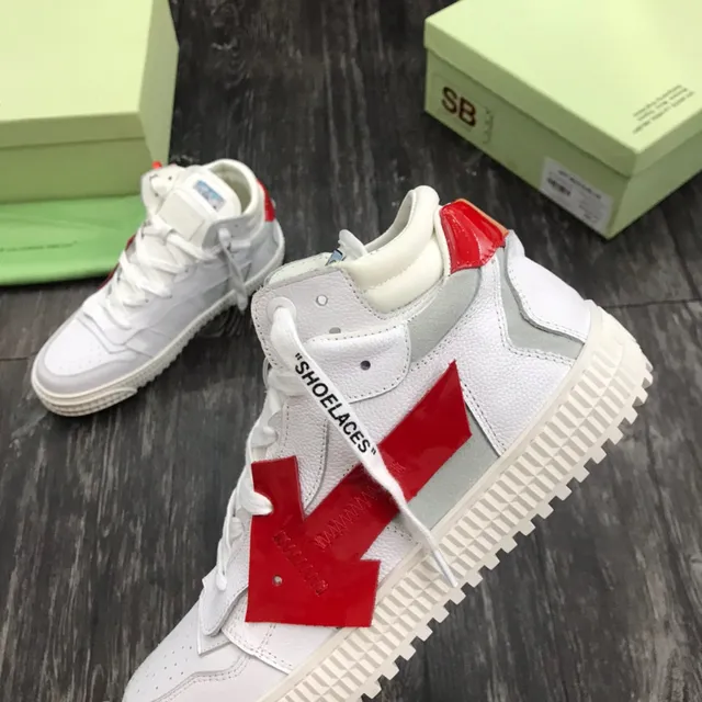 Off-White Red High-Top Industrial Design Lifestyle Sneakers 5