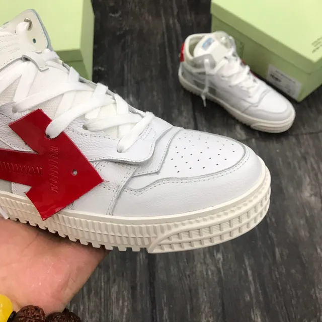 Off-White Red High-Top Industrial Design Lifestyle Sneakers 6