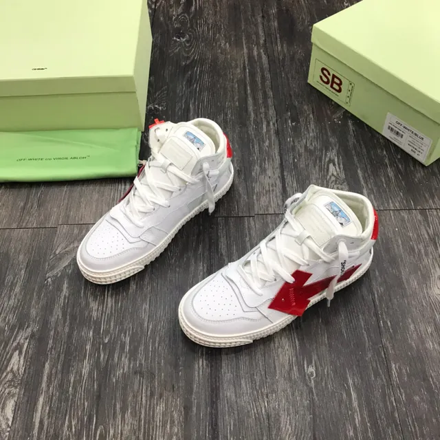 Off-White Red High-Top Industrial Design Lifestyle Sneakers 8