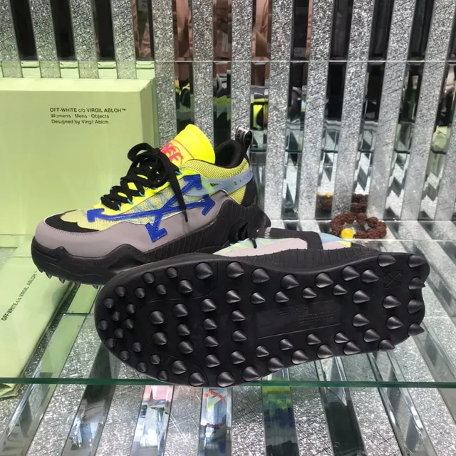 Off-White Amarelo Azul Sola Esculpida Detalhe Zip-Tie Industrial Tênis Chunky 2