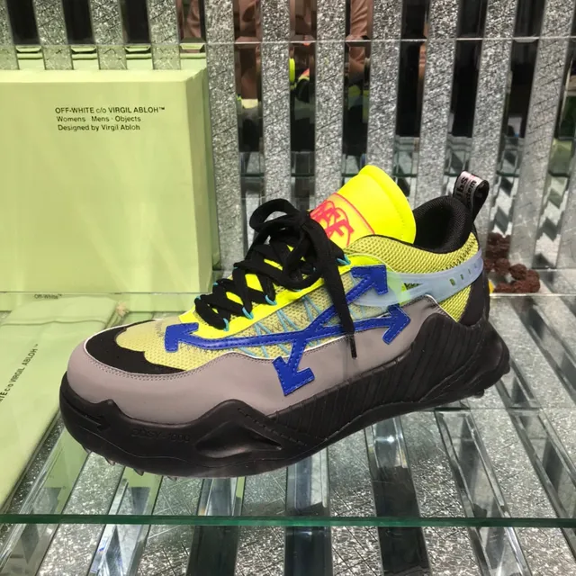 Off-White Amarelo Azul Sola Esculpida Detalhe Zip-Tie Industrial Tênis Chunky 4