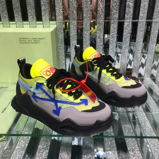 Off-White Amarelo Azul Sola Esculpida Detalhe Zip-Tie Industrial Tênis Chunky 6