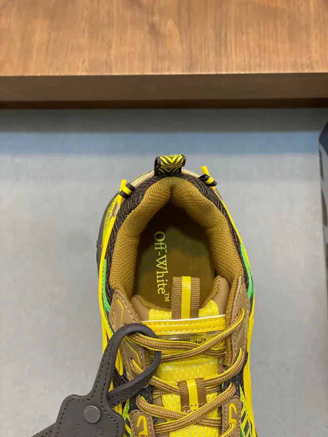Off-White Yellow Green Sole Geometric Arrow Overlays Chunky Sneakers 7
