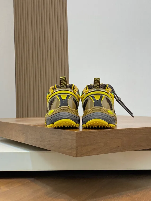 Off-White Yellow Green Sole Geometric Arrow Overlays Chunky Sneakers 8