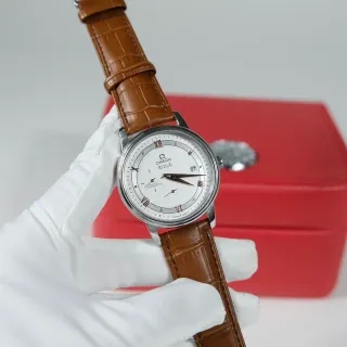 Omega De Ville White Dial Brown Leather Strap Mechanical Watch