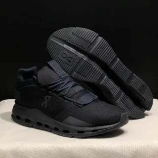 On Black Engineered Knit Upper Strap Closure System Sneakers