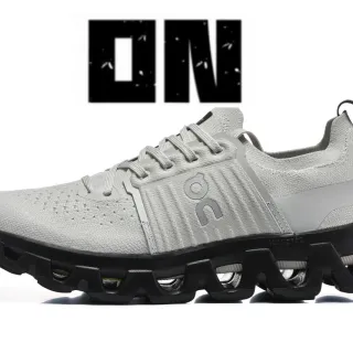On Cloudmonster Light Gray Black Running Shoes