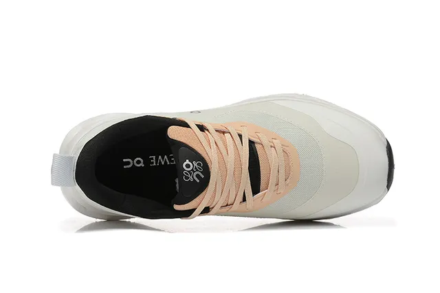 On Cloudmonster Off-White Peach Black tênis de corrida 3