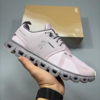 On Pink Gray Segmented CloudTec Midsole Engineered Mesh Upper Lifestyle Sneakers
