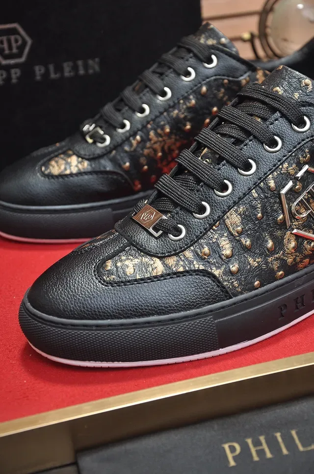 Philipp Plein أحذية رياضية أسود وذهبي Speckle Studded Lifestyle 8