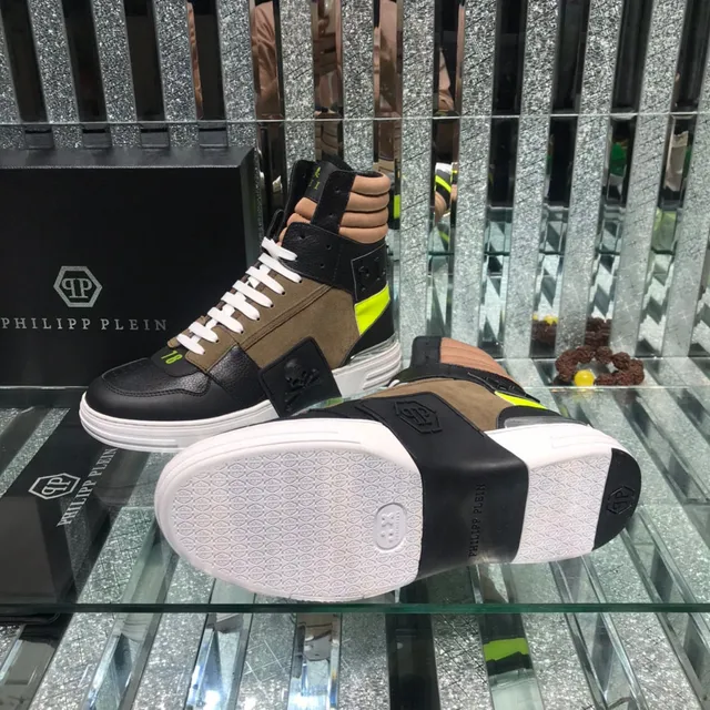 Philipp Plein Noir Marron High-Top Multi-Panel Lifestyle Sneakers 2