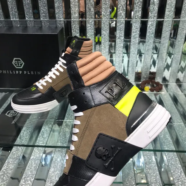 Philipp Plein Noir Marron High-Top Multi-Panel Lifestyle Sneakers 5