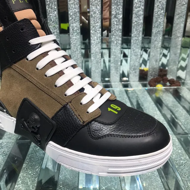 Philipp Plein Noir Marron High-Top Multi-Panel Lifestyle Sneakers 6