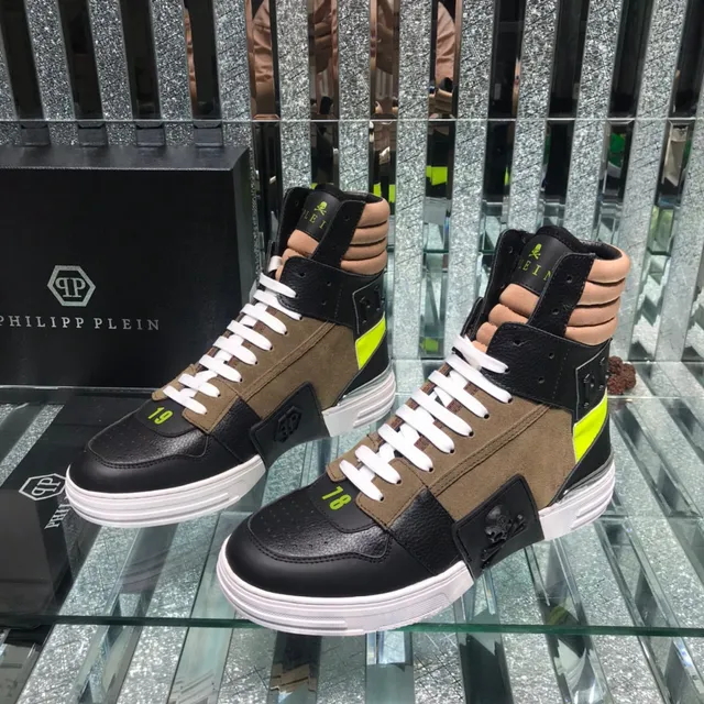 Philipp Plein Noir Marron High-Top Multi-Panel Lifestyle Sneakers 7