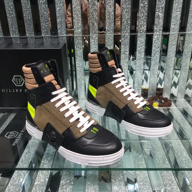Philipp Plein Noir Marron High-Top Multi-Panel Lifestyle Sneakers 8