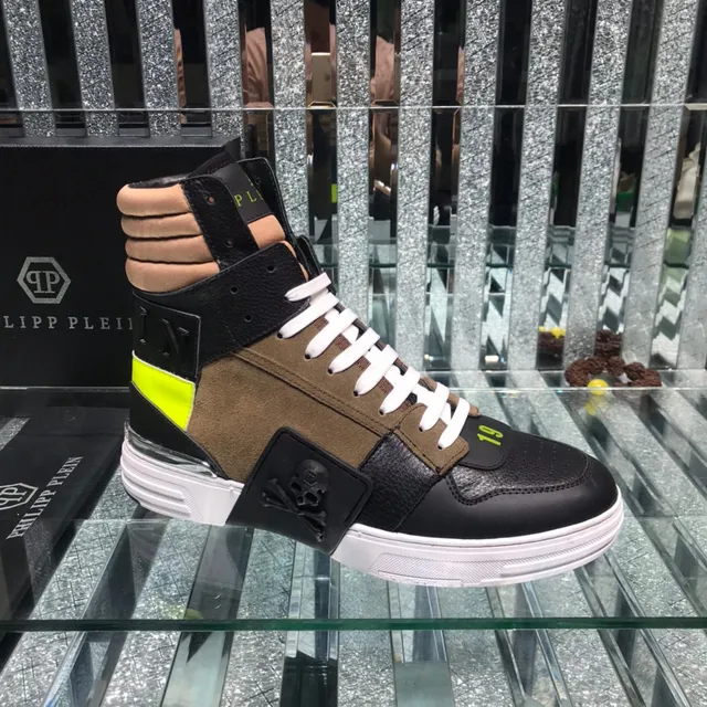 Philipp Plein Noir Marron High-Top Multi-Panel Lifestyle Sneakers 9