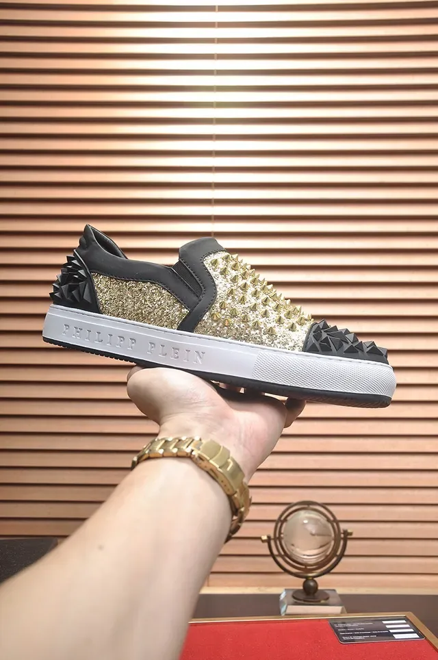 Philipp Plein Black Gold Slip-On Glitter-Embellished Lifestyle Sneakers 2