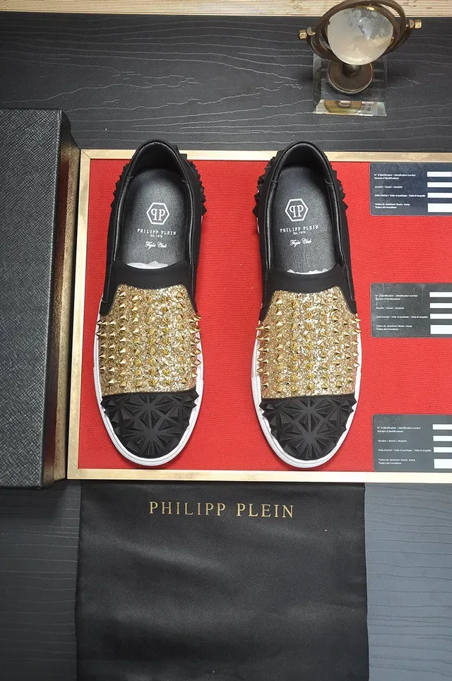 Philipp Plein Black Gold Slip-On Glitter-Embellished Lifestyle Sneakers 3