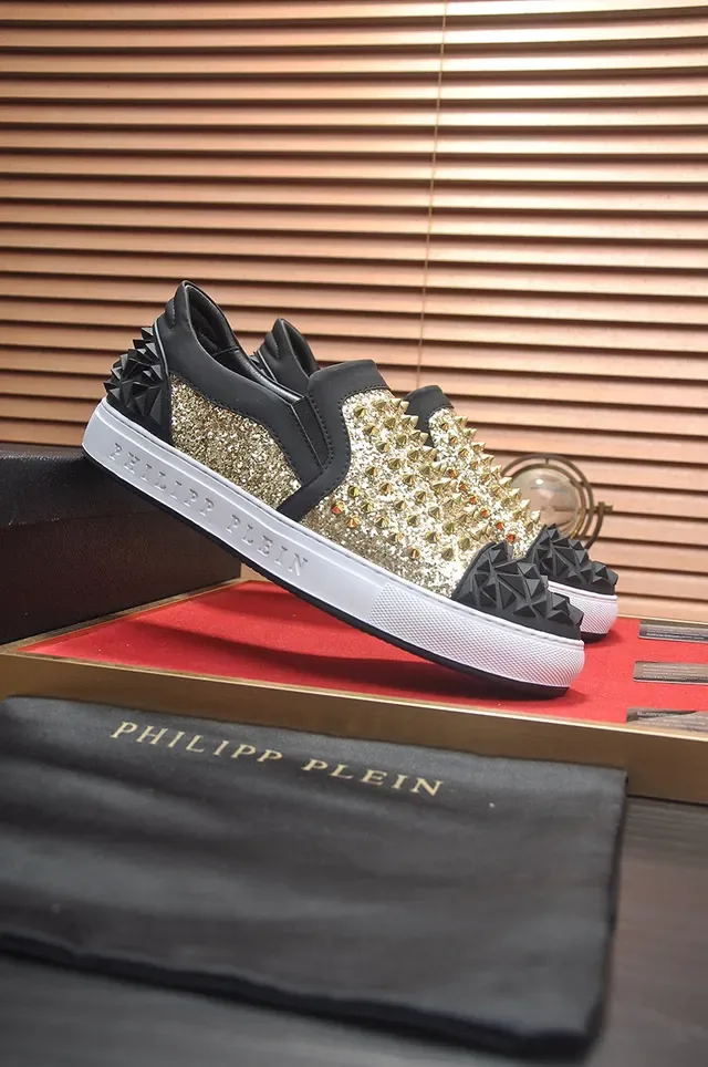 Philipp Plein Black Gold Slip-On Glitter-Embellished Lifestyle Sneakers 4