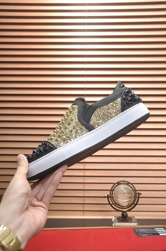 Philipp Plein Black Gold Slip-On Glitter-Embellished Lifestyle Sneakers 5